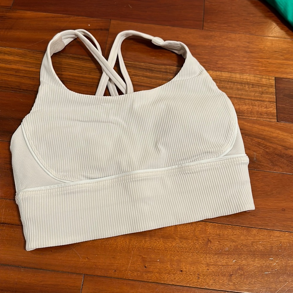 white longline ribbed lulu sports bra